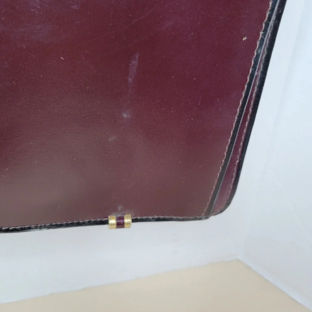 Vintage Mallard Classic Burgundy Leather Portfolio Attache Bag Top Handle Strap